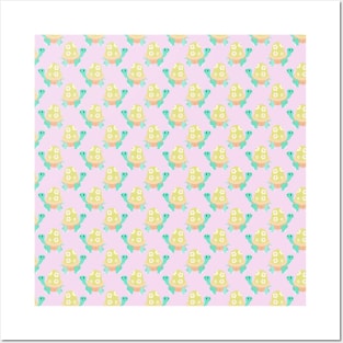 Pastel Flower Tortoise Pattern Posters and Art
